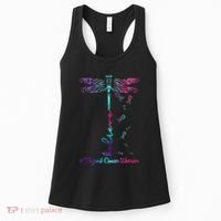 Thyroid Cancer Awareness Warrior Dragonfly Believe Hope Women's Tank Top thumb 0