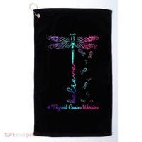 Thyroid Cancer Awareness Warrior Dragonfly Believe Hope Golf Towel thumb 0