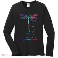 Thyroid Cancer Awareness Warrior Dragonfly Believe Hope Women's Long Sleeve Shirt thumb 0