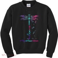 Thyroid Cancer Awareness Warrior Dragonfly Believe Hope Kids Sweatshirt thumb 0