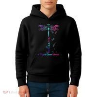 Thyroid Cancer Awareness Warrior Dragonfly Believe Hope Kids Hoodie thumb 4
