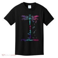 Thyroid Cancer Awareness Warrior Dragonfly Believe Hope Kids T-Shirt thumb 0