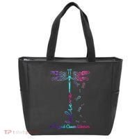 Thyroid Cancer Awareness Warrior Dragonfly Believe Hope Tote Bag thumb 0