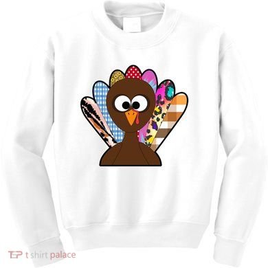 Turkey Colorful Abstract Thanksgiving Kids Sweatshirt