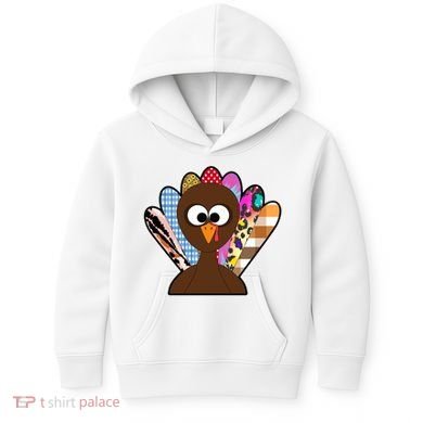 Turkey Colorful Abstract Thanksgiving Kids Hoodie