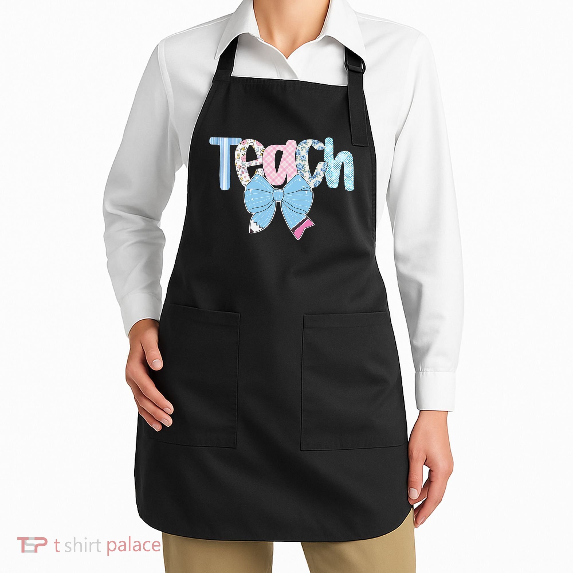 Teach Coquette Bow Teacher Happy First Day Back To School Apron