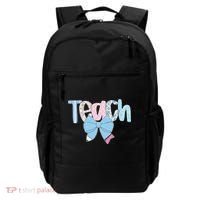 Teach Coquette Bow Teacher Happy First Day Back To School Backpack thumb 0