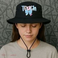 Teach Coquette Bow Teacher Happy First Day Back To School Bucket Hat thumb 3