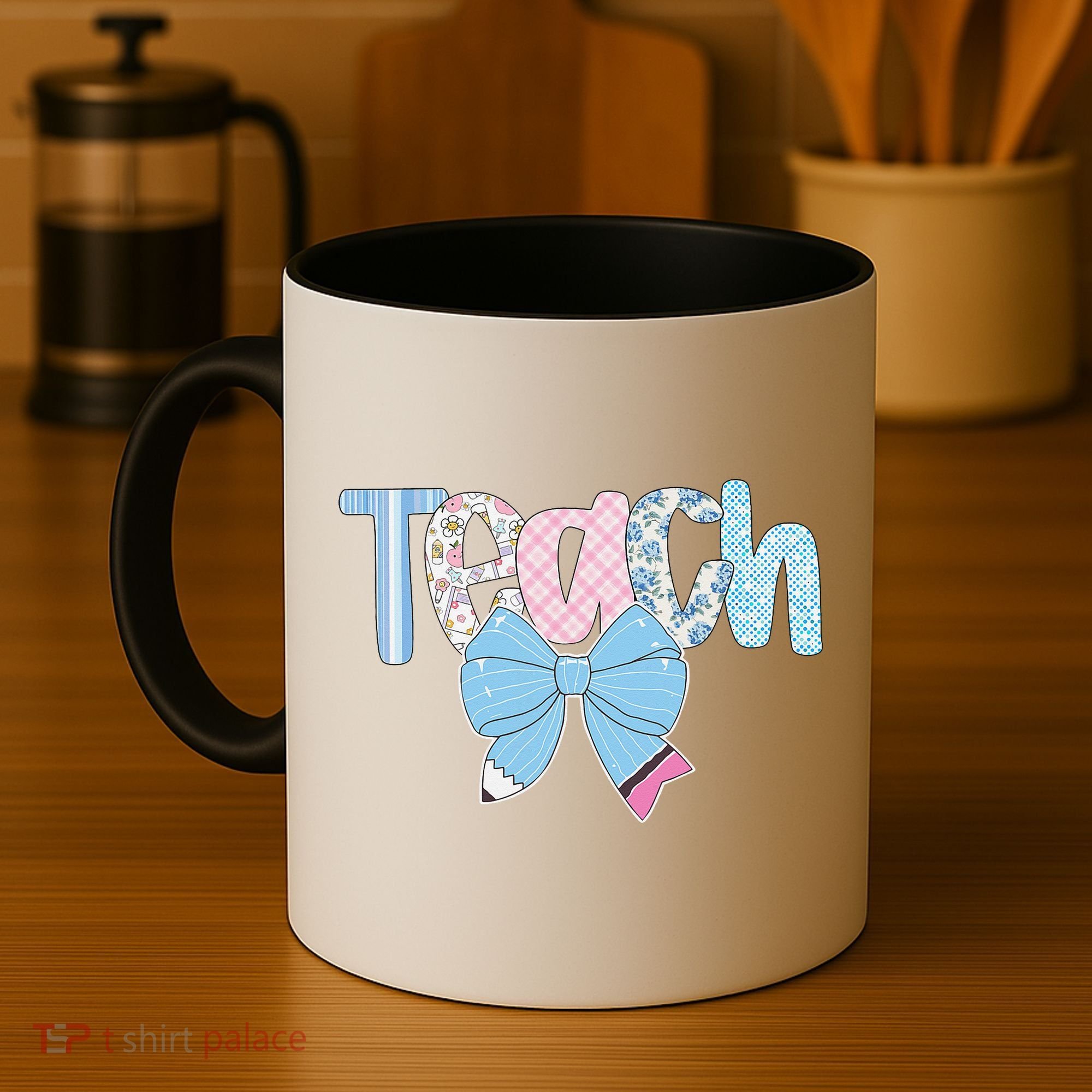 Teach Coquette Bow Teacher Happy First Day Back To School Coffee Mug