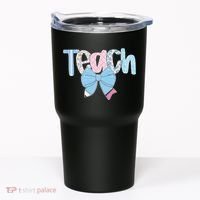 Teach Coquette Bow Teacher Happy First Day Back To School Tumbler thumb 0