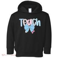 Teach Coquette Bow Teacher Happy First Day Back To School Toddler Hoodie thumb 0