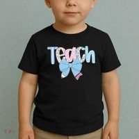 Teach Coquette Bow Teacher Happy First Day Back To School Toddler T-Shirt thumb 2