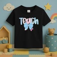 Teach Coquette Bow Teacher Happy First Day Back To School Toddler T-Shirt thumb 3