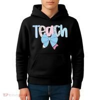 Teach Coquette Bow Teacher Happy First Day Back To School Kids Hoodie thumb 4