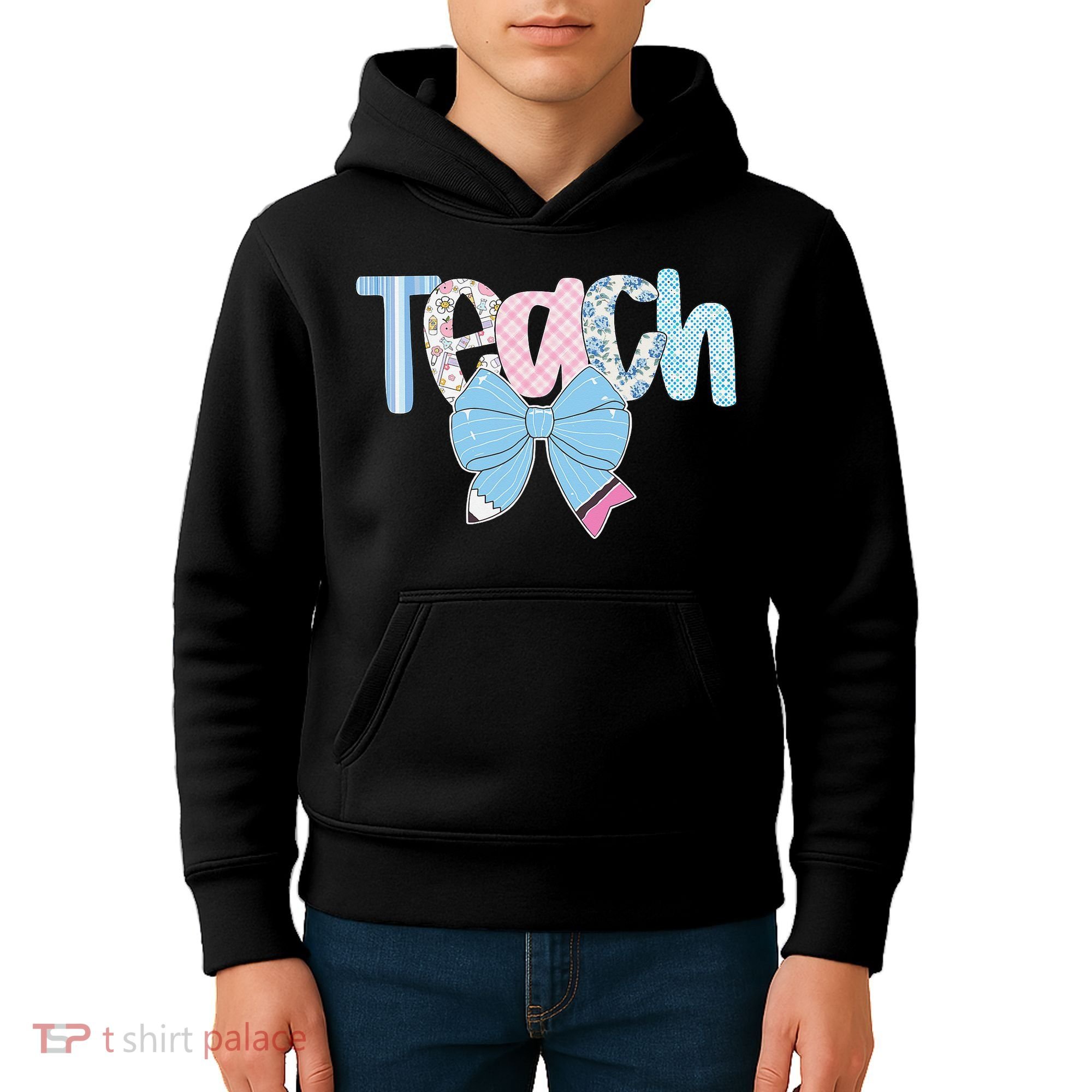 Teach Coquette Bow Teacher Happy First Day Back To School Kids Hoodie