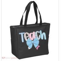 Teach Coquette Bow Teacher Happy First Day Back To School Tote Bag thumb 2