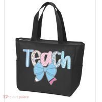 Teach Coquette Bow Teacher Happy First Day Back To School Tote Bag thumb 3