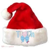 Teach Coquette Bow Teacher Happy First Day Back To School Santa Hat thumb 0