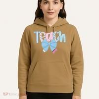 Teach Coquette Bow Teacher Happy First Day Back To School Hoodie thumb 5