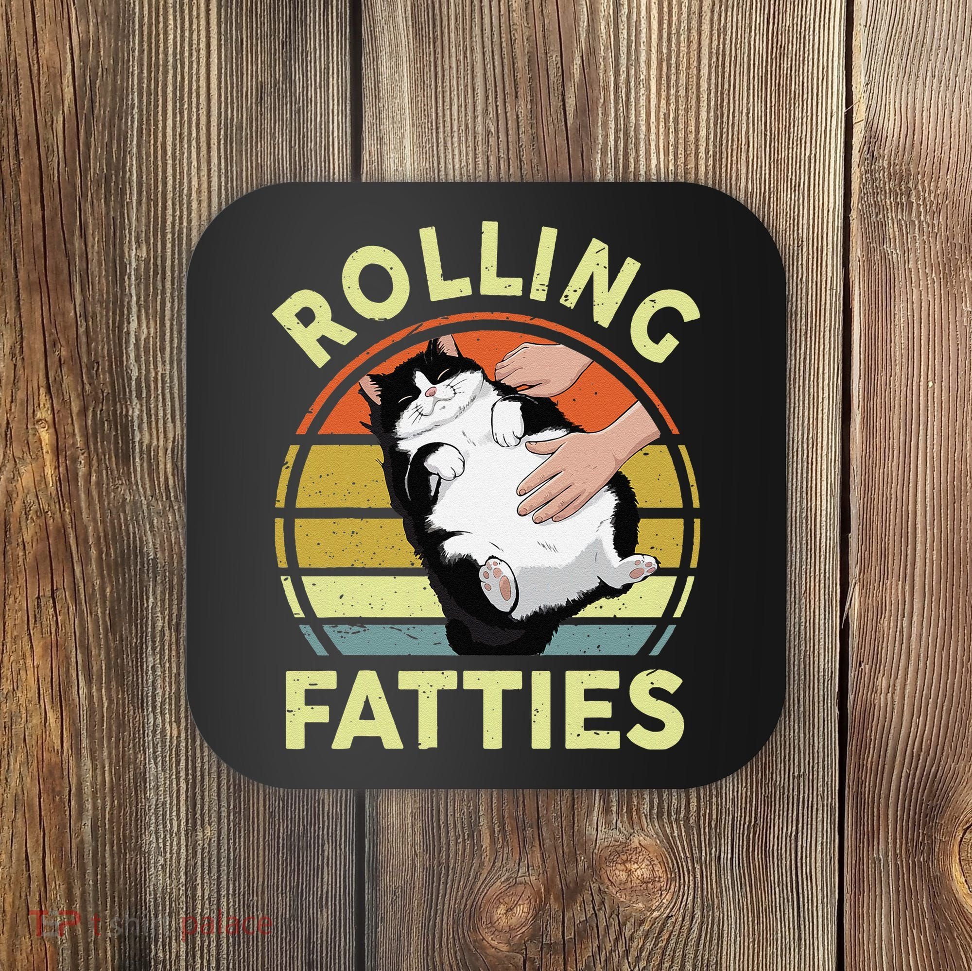 Tuxedo Cat Breed Rolling Fatties Funny Mom Dad Kitten Retro Coaster