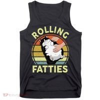 Tuxedo Cat Breed Rolling Fatties Funny Mom Dad Kitten Retro Tank Top thumb 0