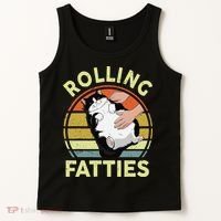 Tuxedo Cat Breed Rolling Fatties Funny Mom Dad Kitten Retro Tank Top thumb 2