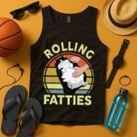Tuxedo Cat Breed Rolling Fatties Funny Mom Dad Kitten Retro Tank Top thumb 4