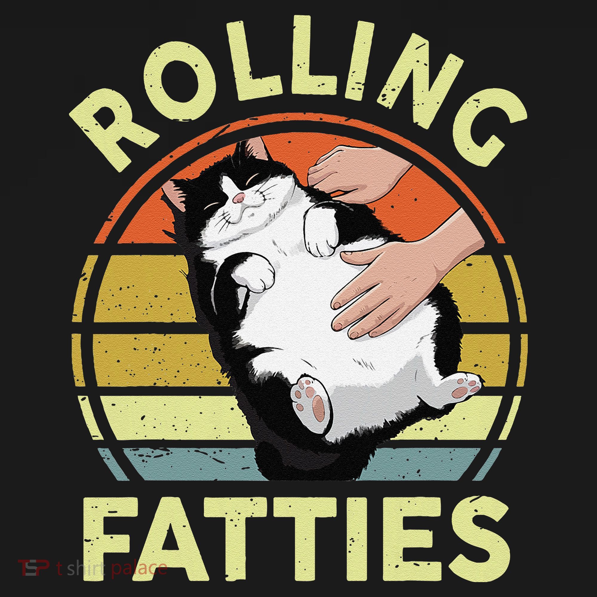 Tuxedo Cat Breed Rolling Fatties Funny Mom Dad Kitten Retro Tank Top