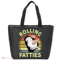 Tuxedo Cat Breed Rolling Fatties Funny Mom Dad Kitten Retro Tote Bag thumb 0