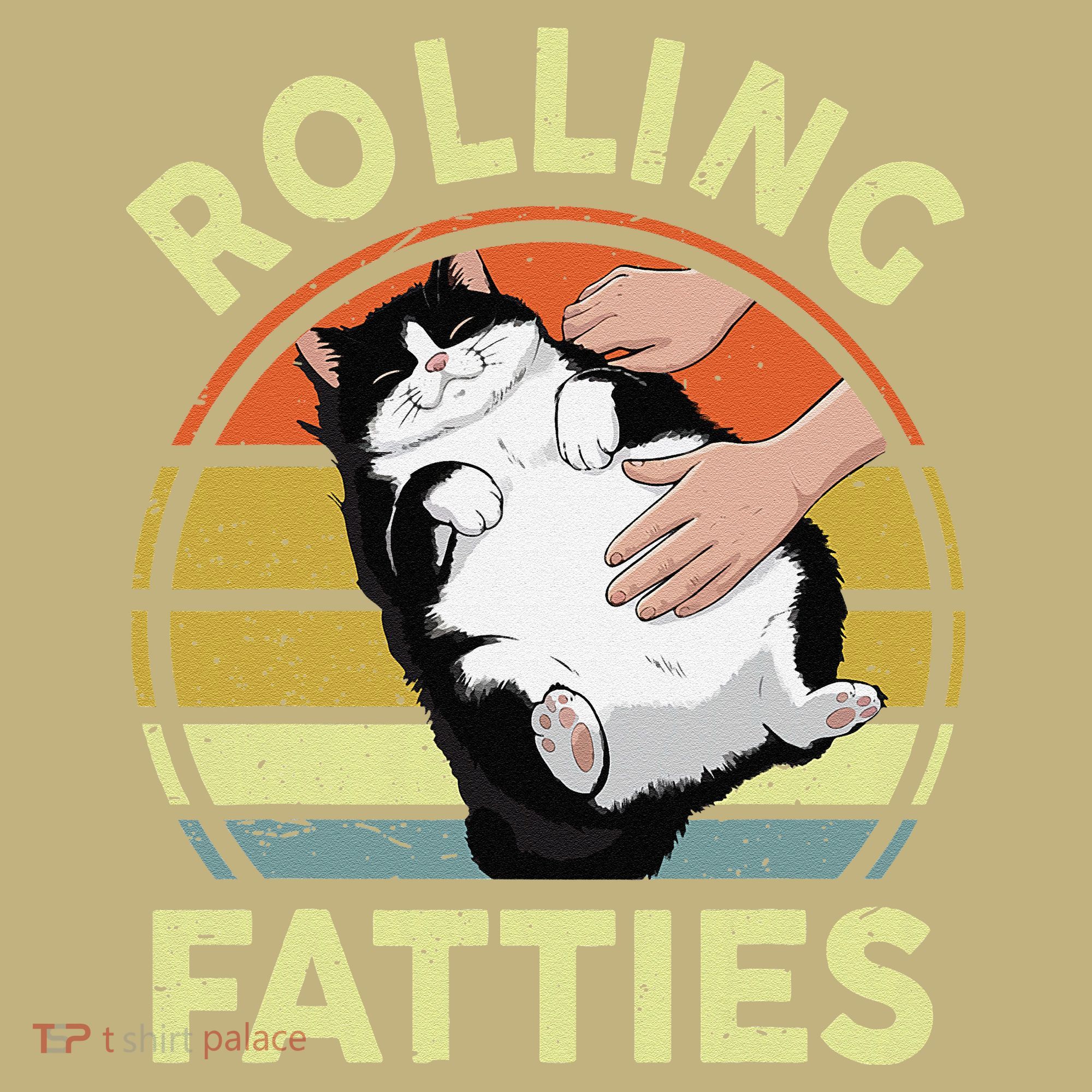 Tuxedo Cat Breed Rolling Fatties Funny Mom Dad Kitten Retro Long Sleeve Shirt