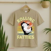 Tuxedo Cat Breed Rolling Fatties Funny Mom Dad Kitten Retro T-Shirt thumb 2