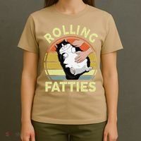 Tuxedo Cat Breed Rolling Fatties Funny Mom Dad Kitten Retro T-Shirt thumb 4