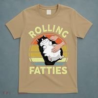 Tuxedo Cat Breed Rolling Fatties Funny Mom Dad Kitten Retro T-Shirt thumb 5