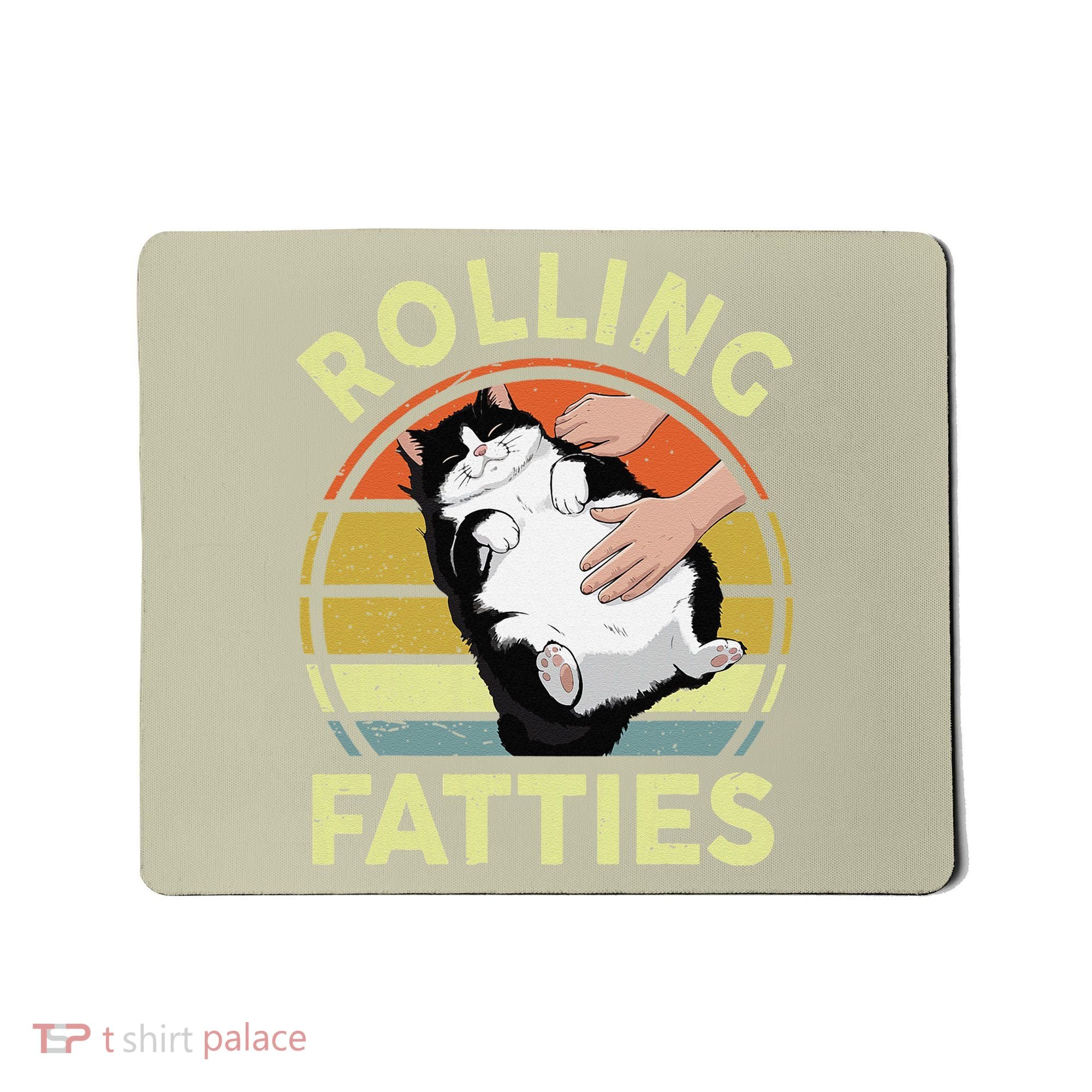 Tuxedo Cat Breed Rolling Fatties Funny Mom Dad Kitten Retro Mousepad