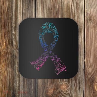 Thyroid Cancer Battle Warrior Gifts Thyroid Ribbon Coaster