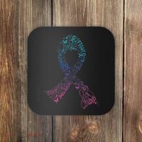 Thyroid Cancer Battle Warrior Gifts Thyroid Ribbon Coaster thumb 0
