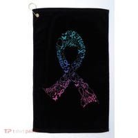 Thyroid Cancer Battle Warrior Gifts Thyroid Ribbon Golf Towel thumb 0