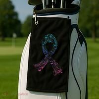 Thyroid Cancer Battle Warrior Gifts Thyroid Ribbon Golf Towel thumb 2