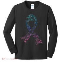 Thyroid Cancer Battle Warrior Gifts Thyroid Ribbon Kids Long Sleeve Shirt thumb 0