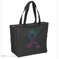 Thyroid Cancer Battle Warrior Gifts Thyroid Ribbon Tote Bag thumb 2
