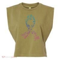 Thyroid Cancer Battle Warrior Gifts Thyroid Ribbon Garment-Dyed Women's Muscle Tee thumb 0