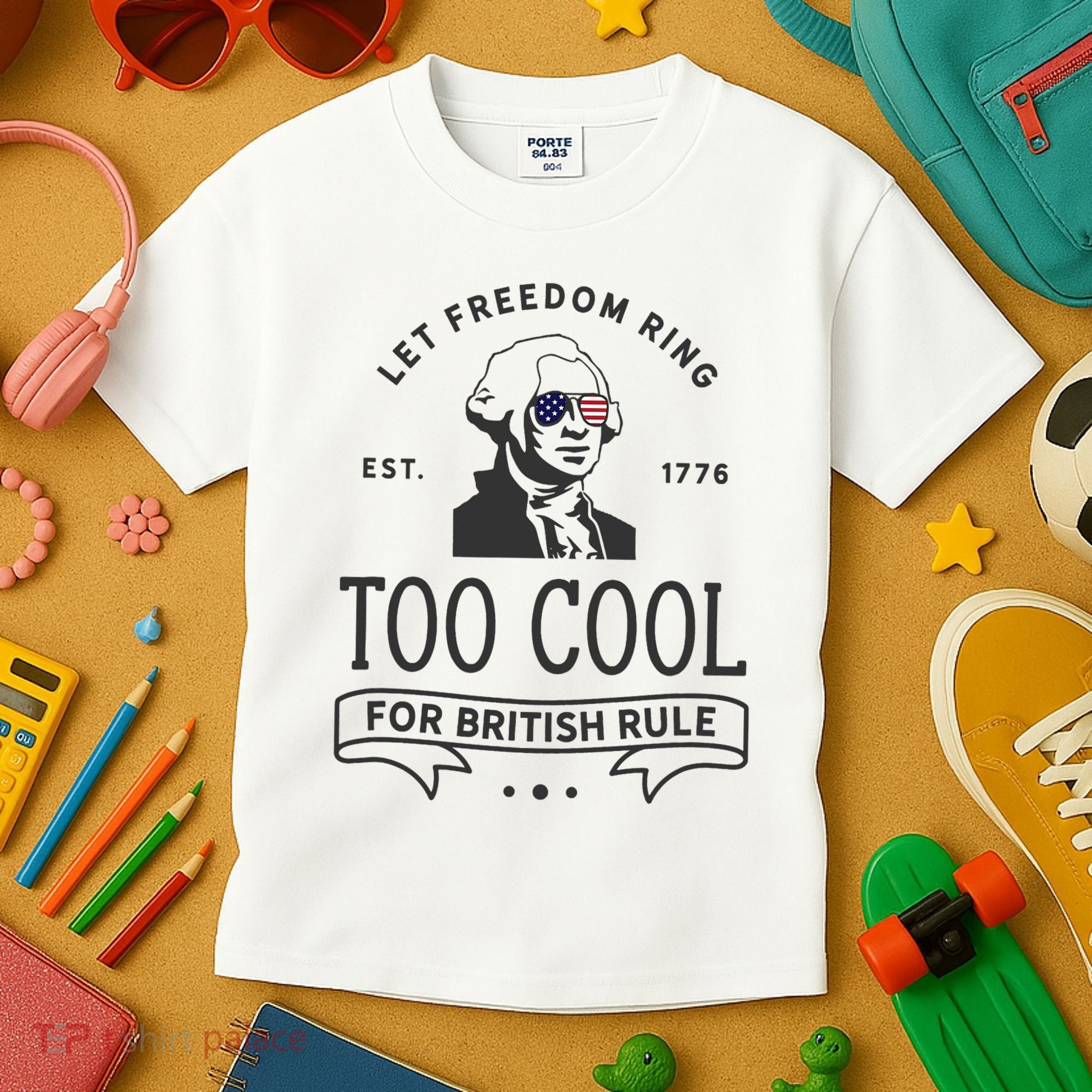 Too Cool British Rule / Funny 4th Of July George Washington Kids T-Shirt