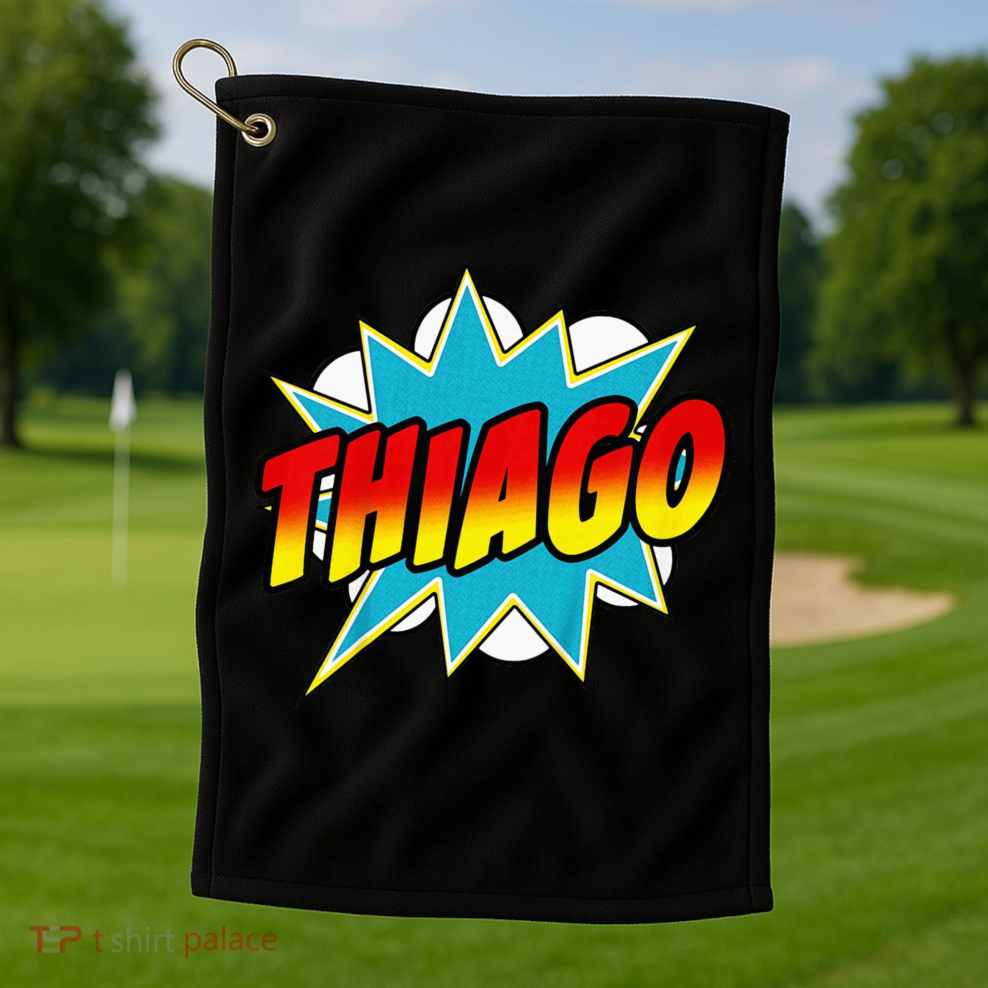 Thiago Comic Book Superhero Name Golf Towel