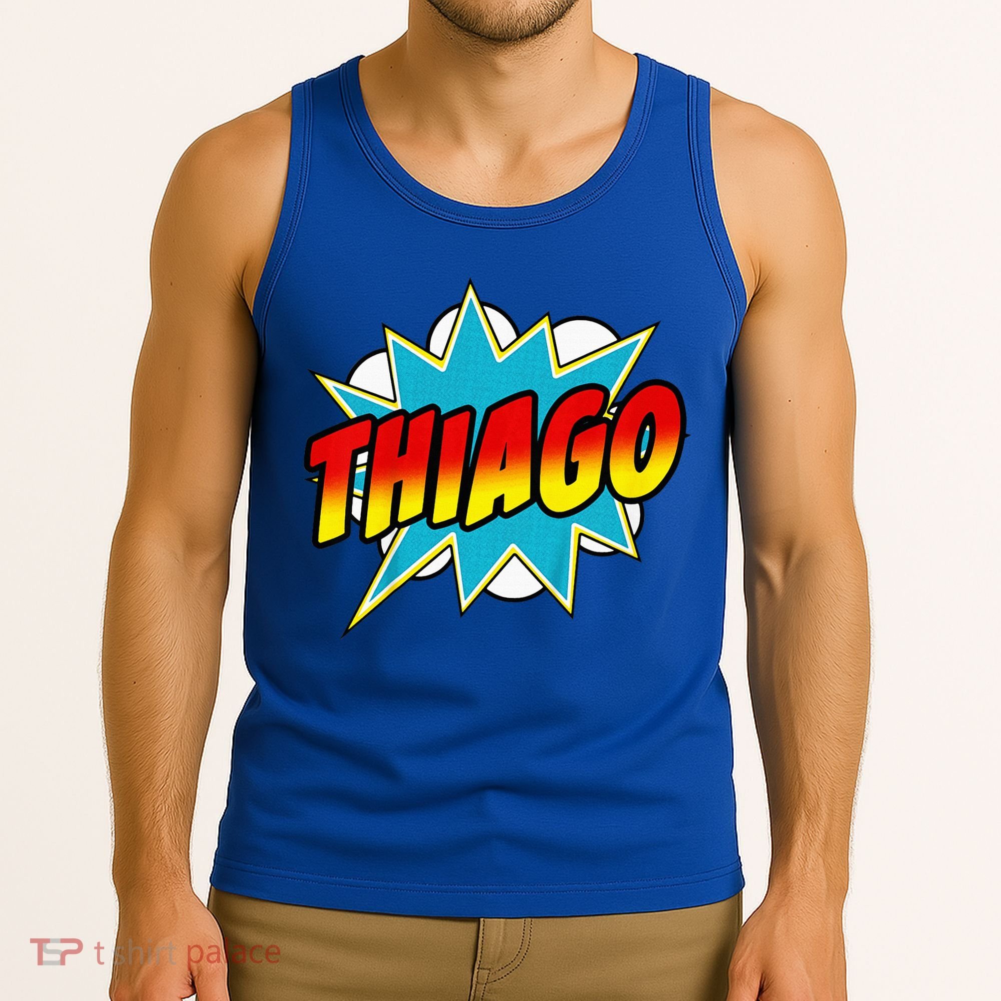 Thiago Comic Book Superhero Name Tank Top