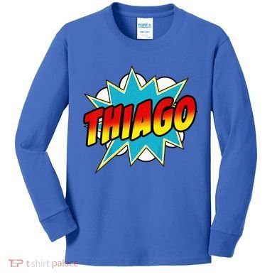 Thiago Comic Book Superhero Name Kids Long Sleeve Shirt