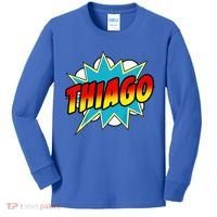 Thiago Comic Book Superhero Name Kids Long Sleeve Shirt thumb 0