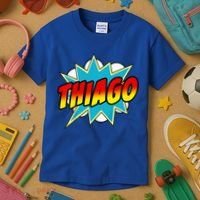 Thiago Comic Book Superhero Name Kids T-Shirt thumb 3