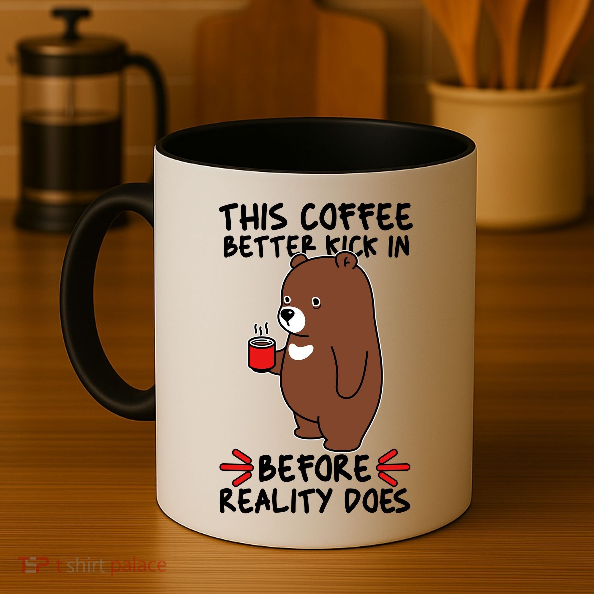 This Coffee Better Kick In Before Reality Does Stressed Coffee Bear Coffee Mug