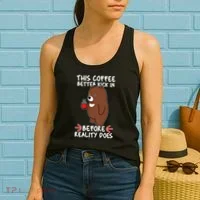 This Coffee Better Kick In Before Reality Does Stressed Coffee Bear Women's Tank Top thumb 2
