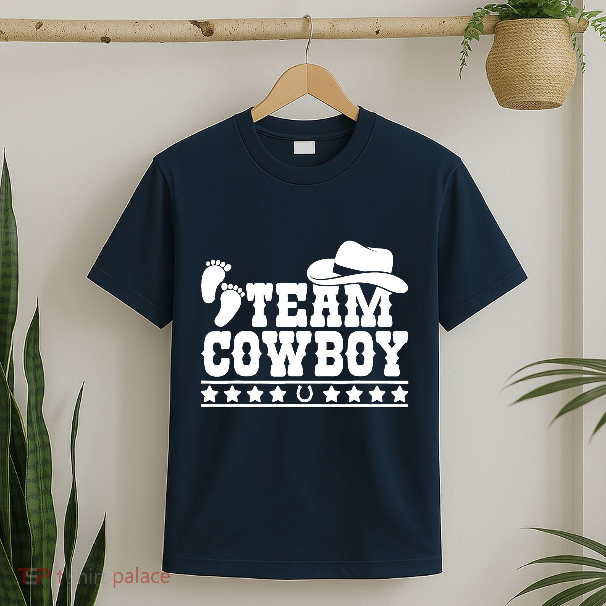 Team Cowboy Baby Gender Reveal Outfit Team Boy Gender Reveal T-Shirt